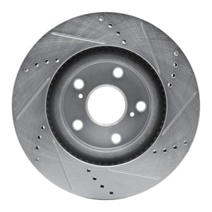 Land Rover Defender 90 Brake Rotor (1) - Rear Left - R1 Concepts - Drilled & Slotted - Silver - `20-`24